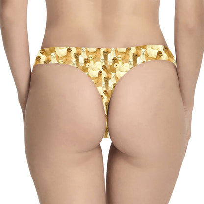 Alpaca Watercolor Design Themed Print Women's Thongs