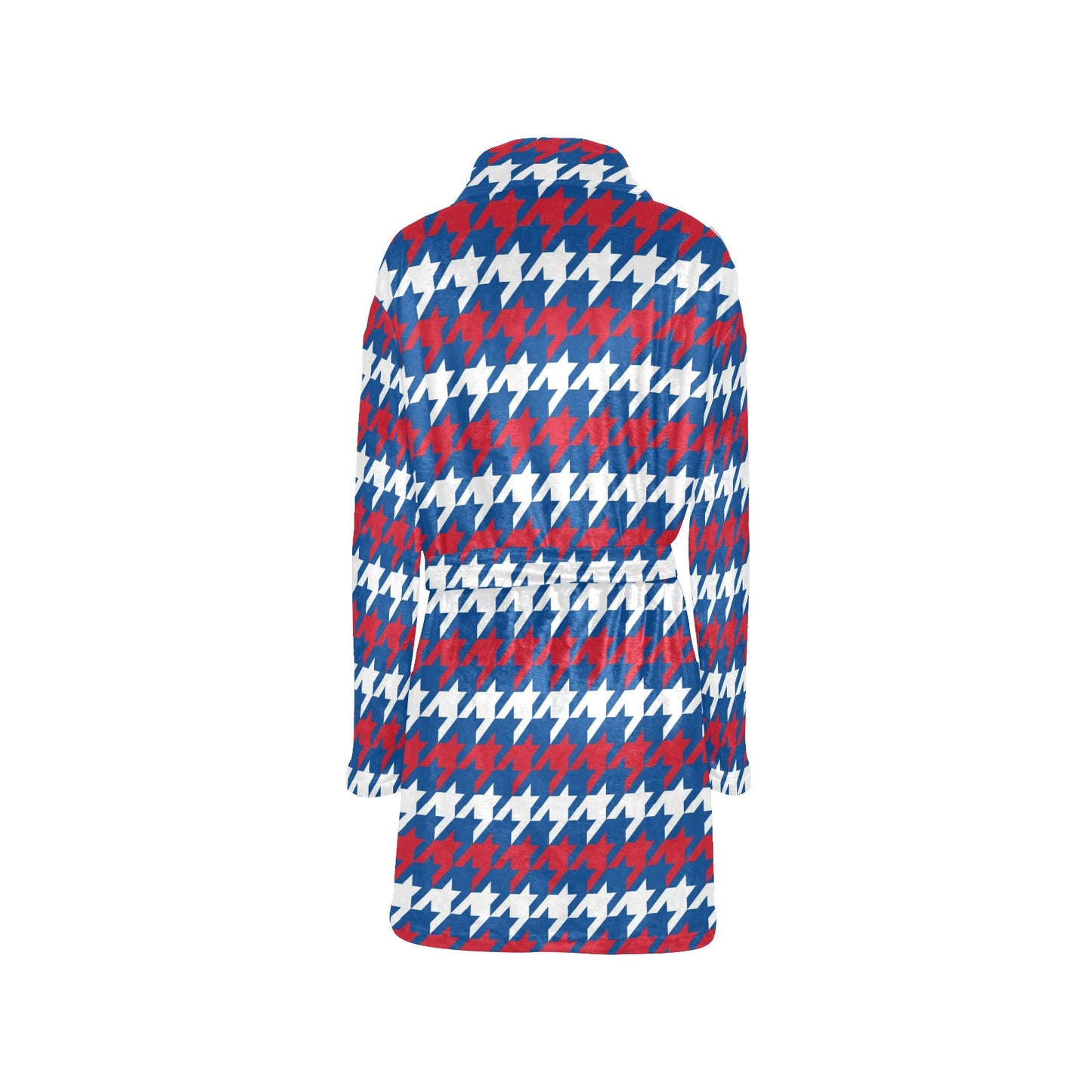 Patriotic Houndstooth Pattern Print Design A02 Women's Fleece Robe