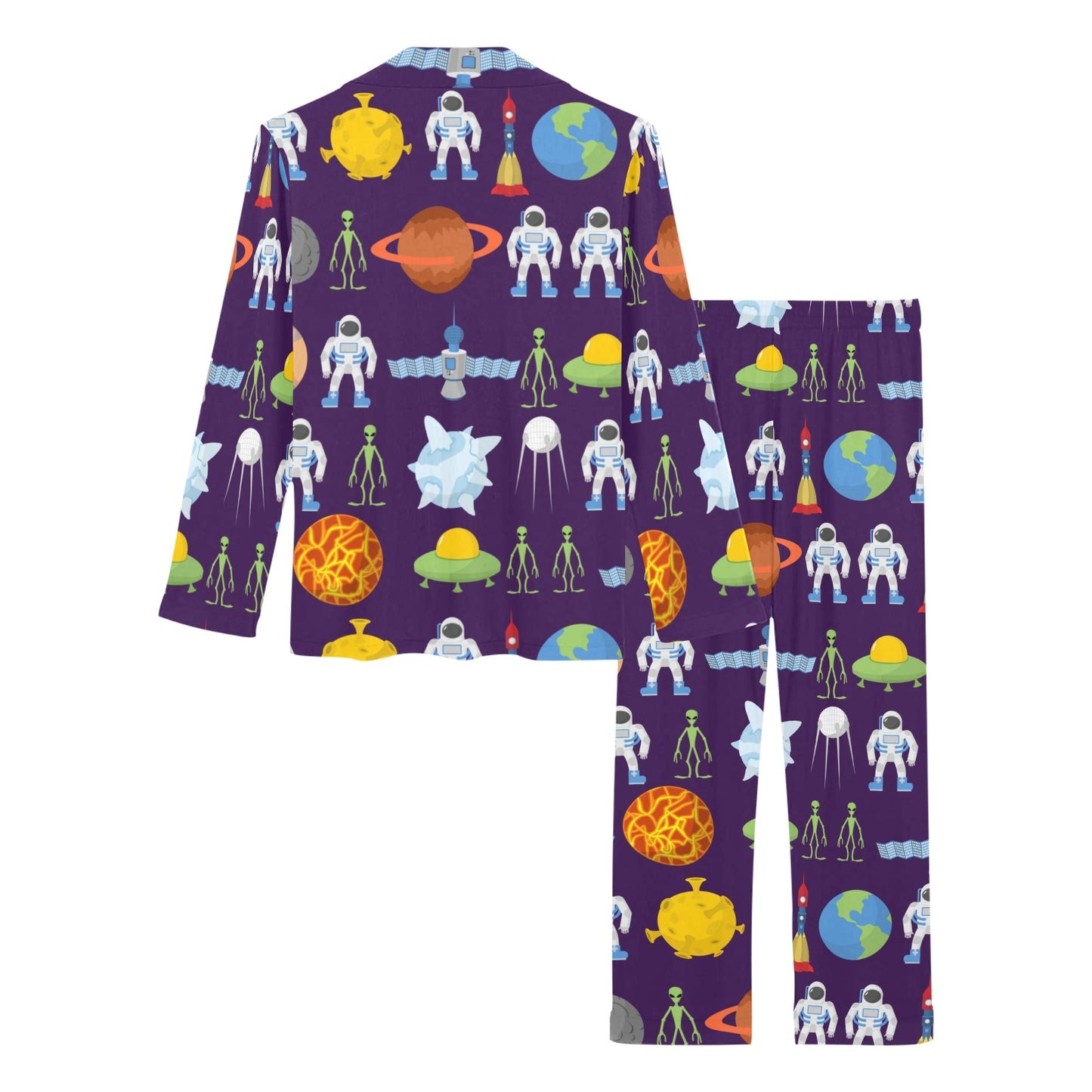 Alien Astronaut Planet Women's Long Pajama Set
