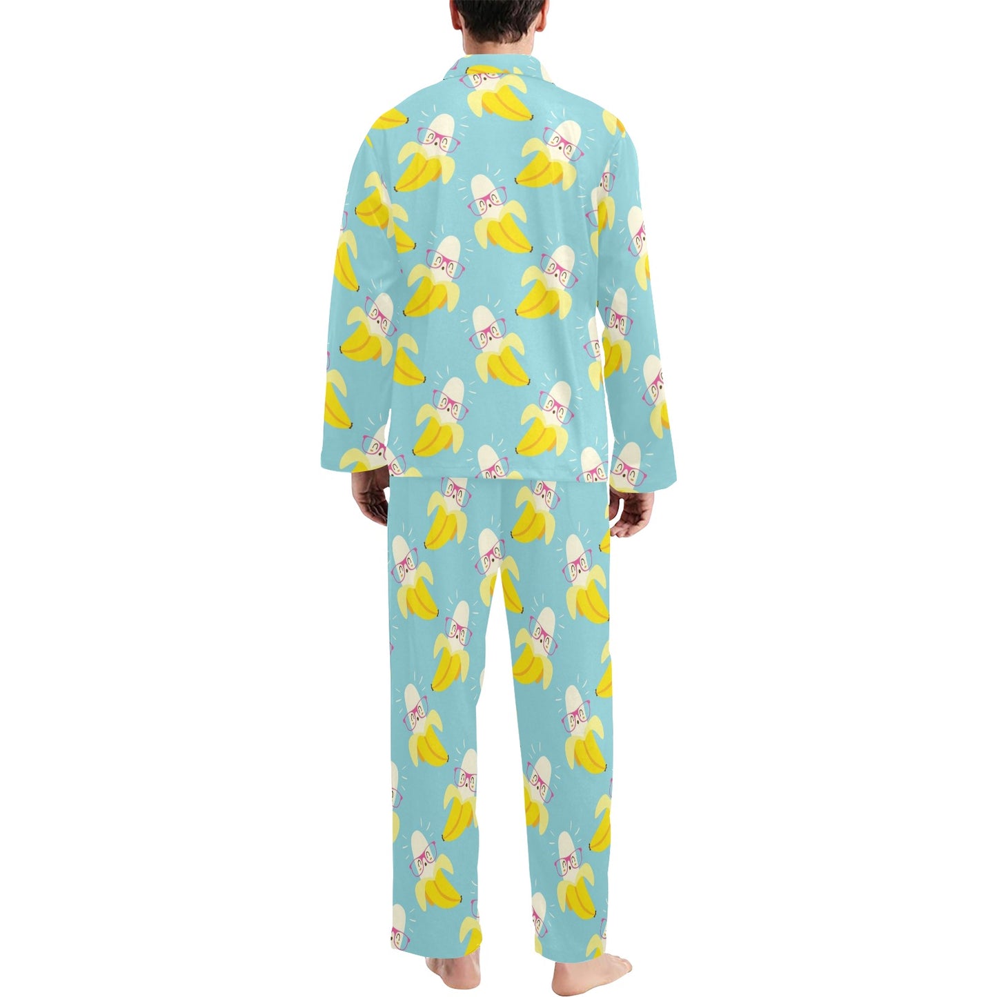 Banana Pattern Print Design BA07 Men's Long Pajama Set