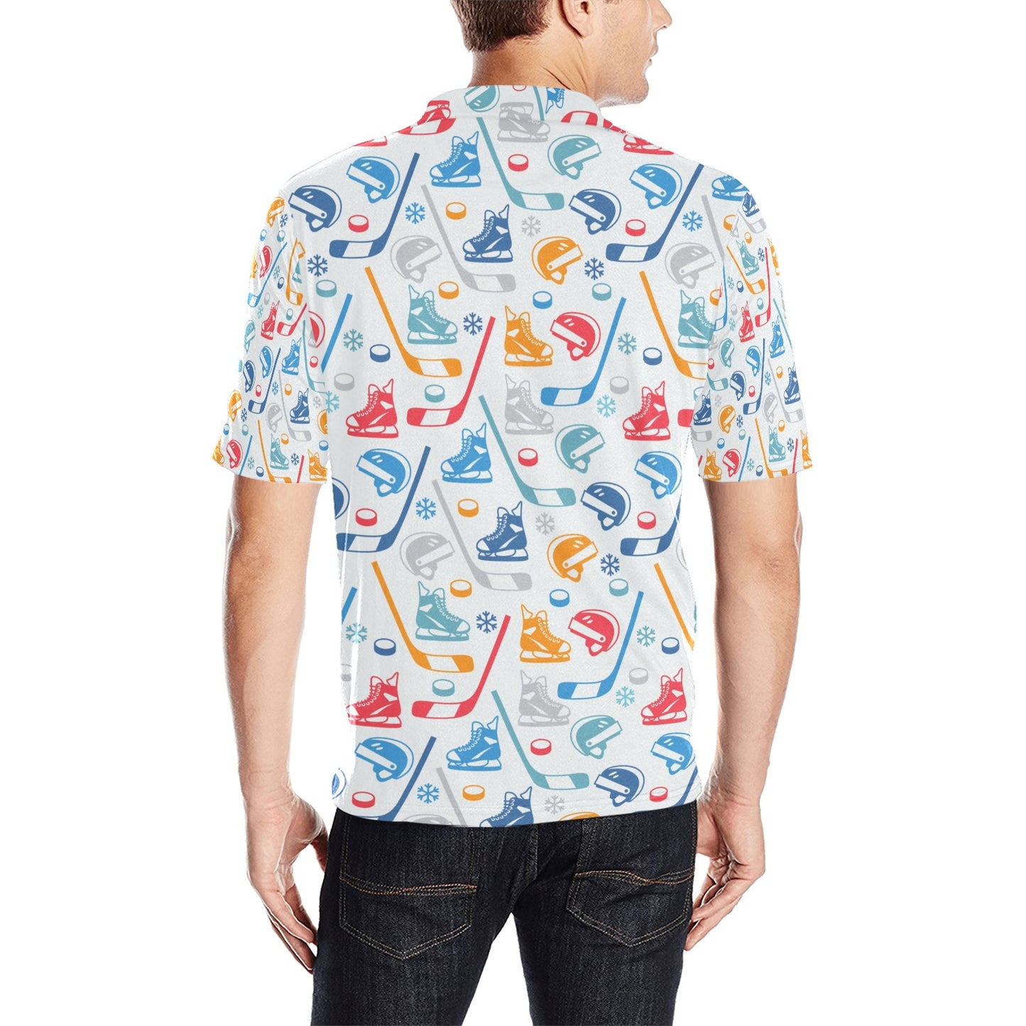 Hockey Equipment Print Design LKS301 Men Polo Shirt