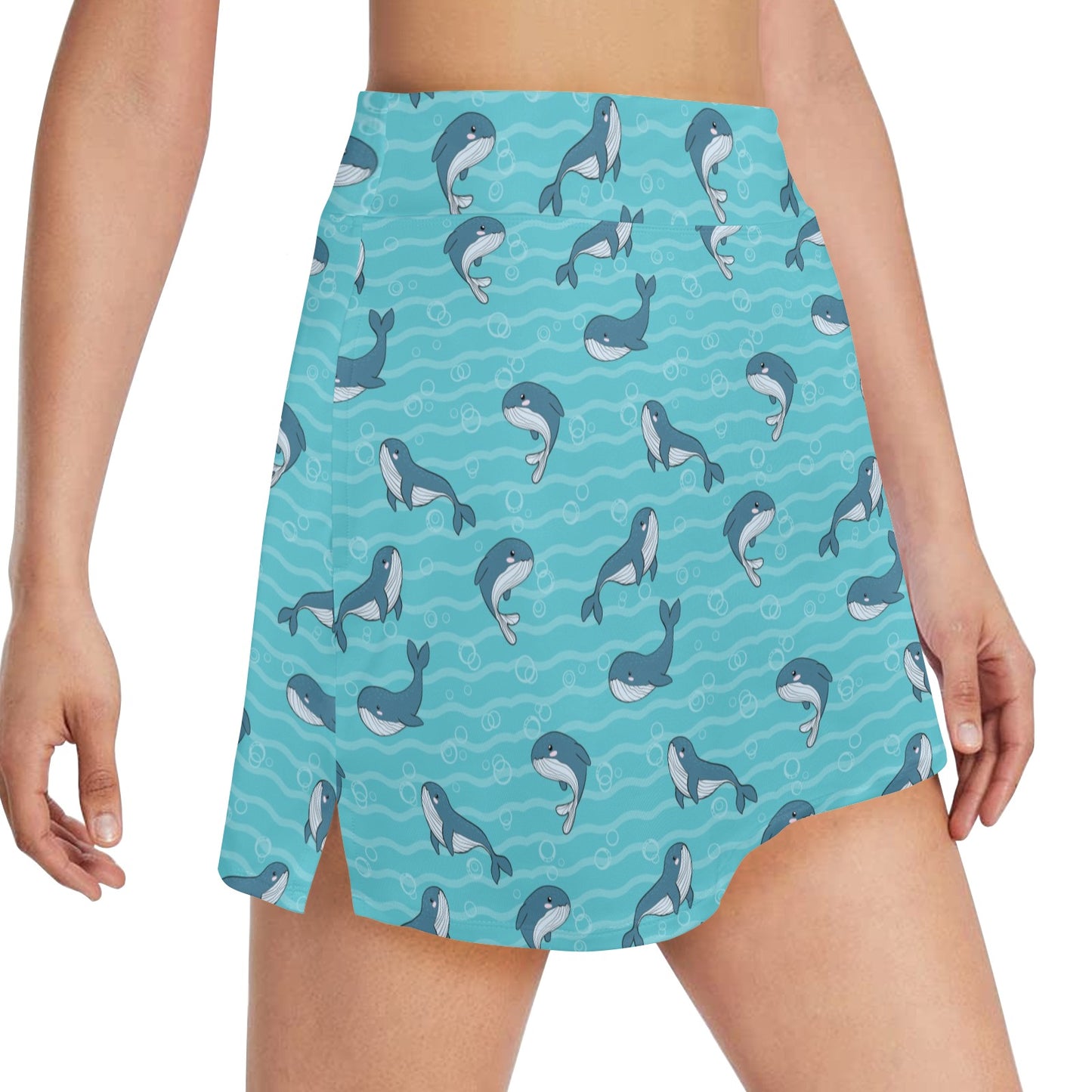 Whale Print Design LKS303 17" Golf & Pickleball Skort with Pockets
