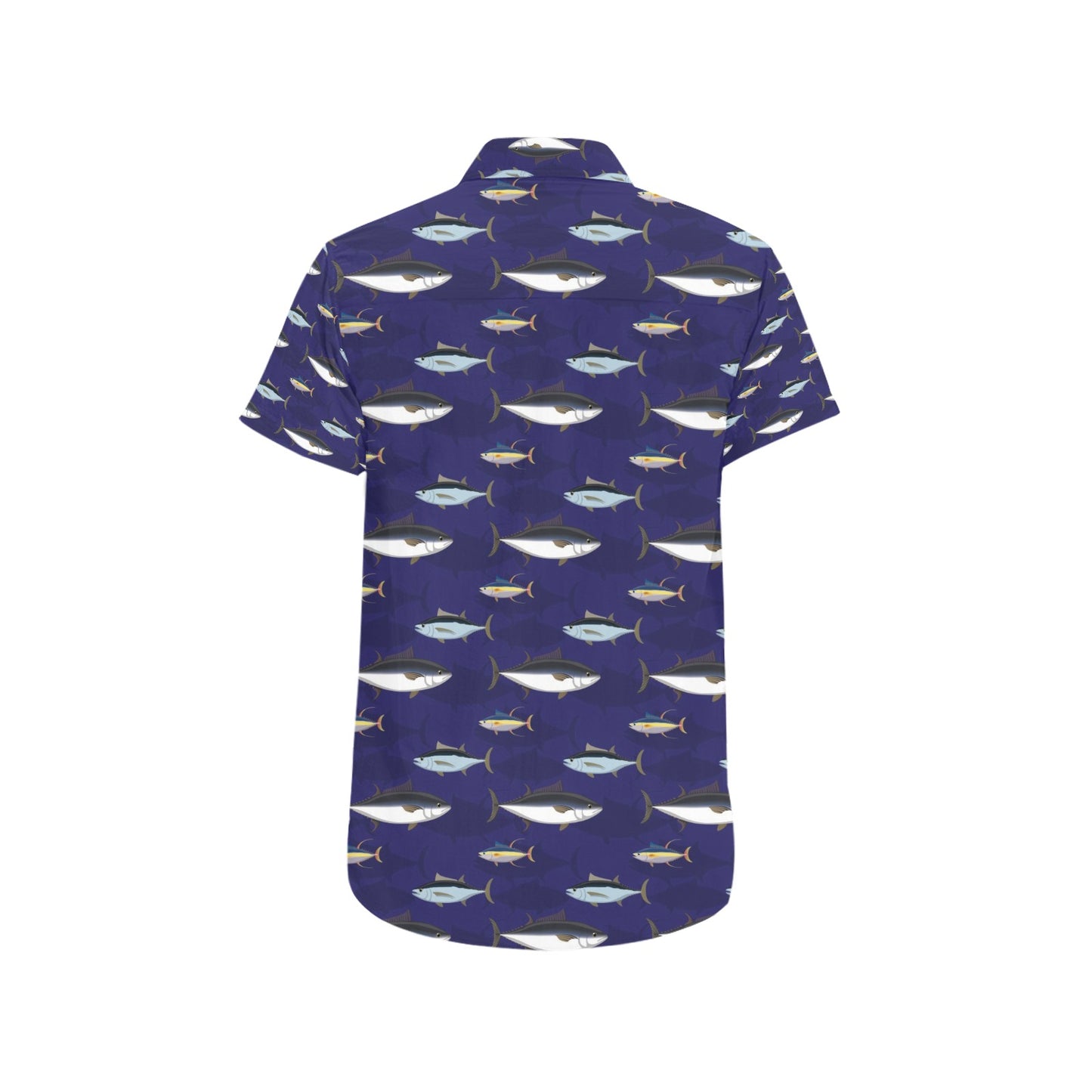 Tuna Fish Print Design LKS304 Men Short Sleeve Button Up Shirt