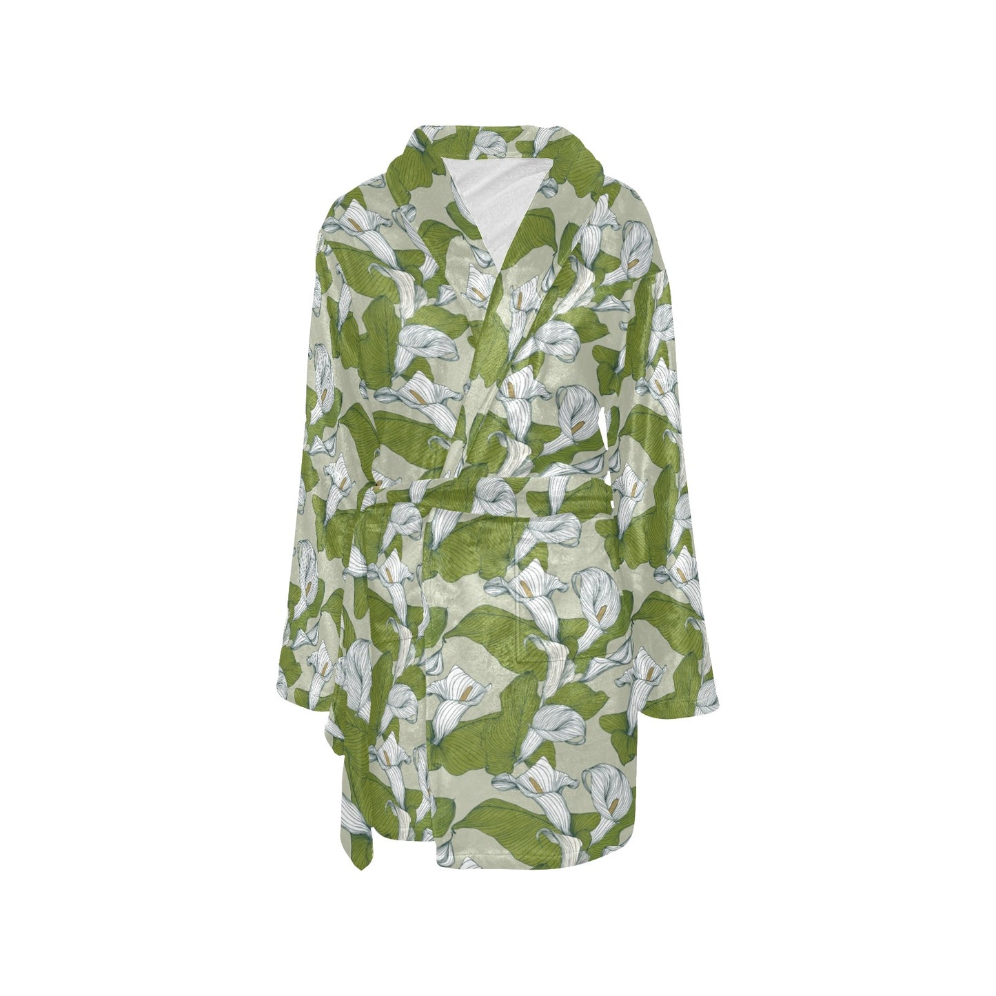 Lily Pattern Print Design LY08 Women's Fleece Robe