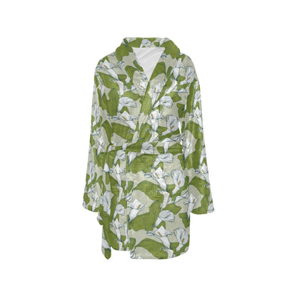 Lily Pattern Print Design LY08 Women's Fleece Robe