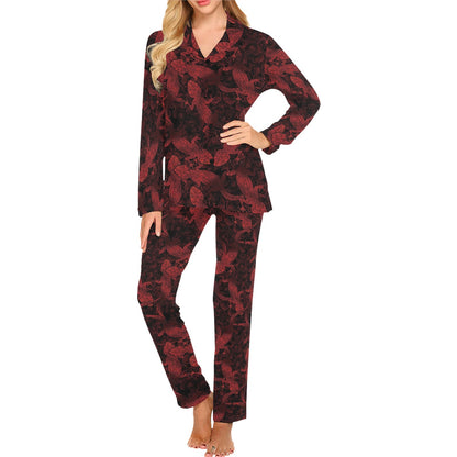 Gecko Pattern Print Design 04 Women's Long Pajama Set