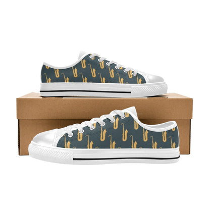 Saxophone Print Design LKS401 Women's White Low Top Shoes