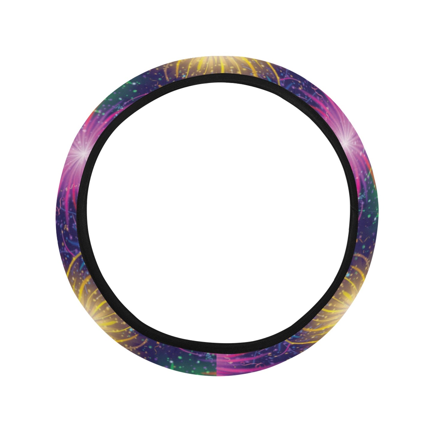Firework Colorful Print Design LKS301 Steering Wheel Cover with Elastic Edge