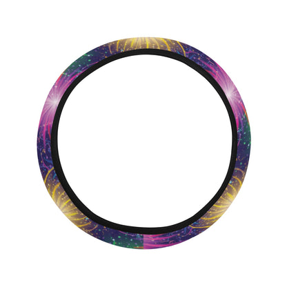 Firework Colorful Print Design LKS301 Steering Wheel Cover with Elastic Edge