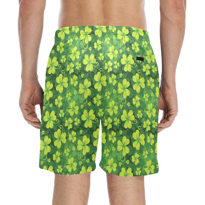 Shamrock Clover Print Men's Swim Trunks Beach Shorts
