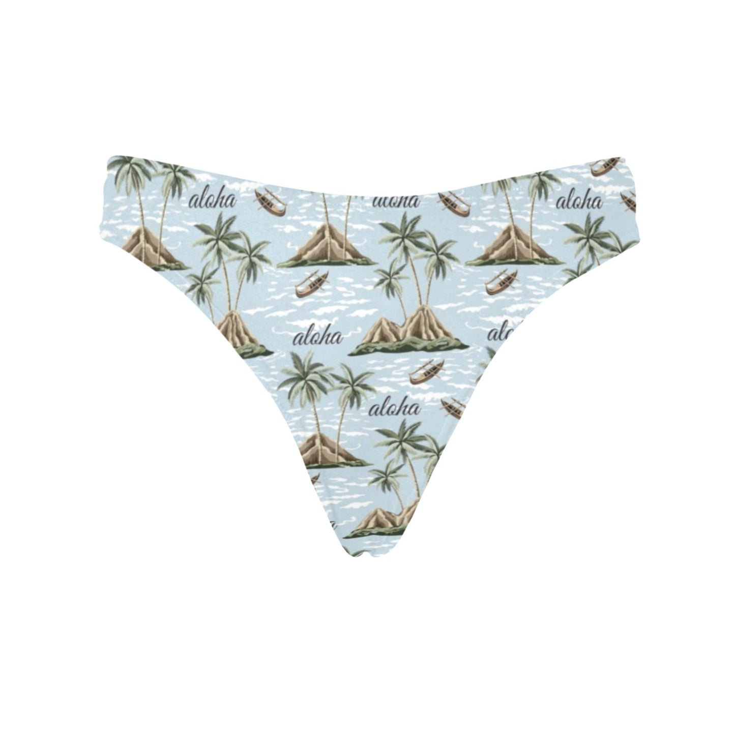 Aloha Hawaii island Design Themed Print Women's Thongs
