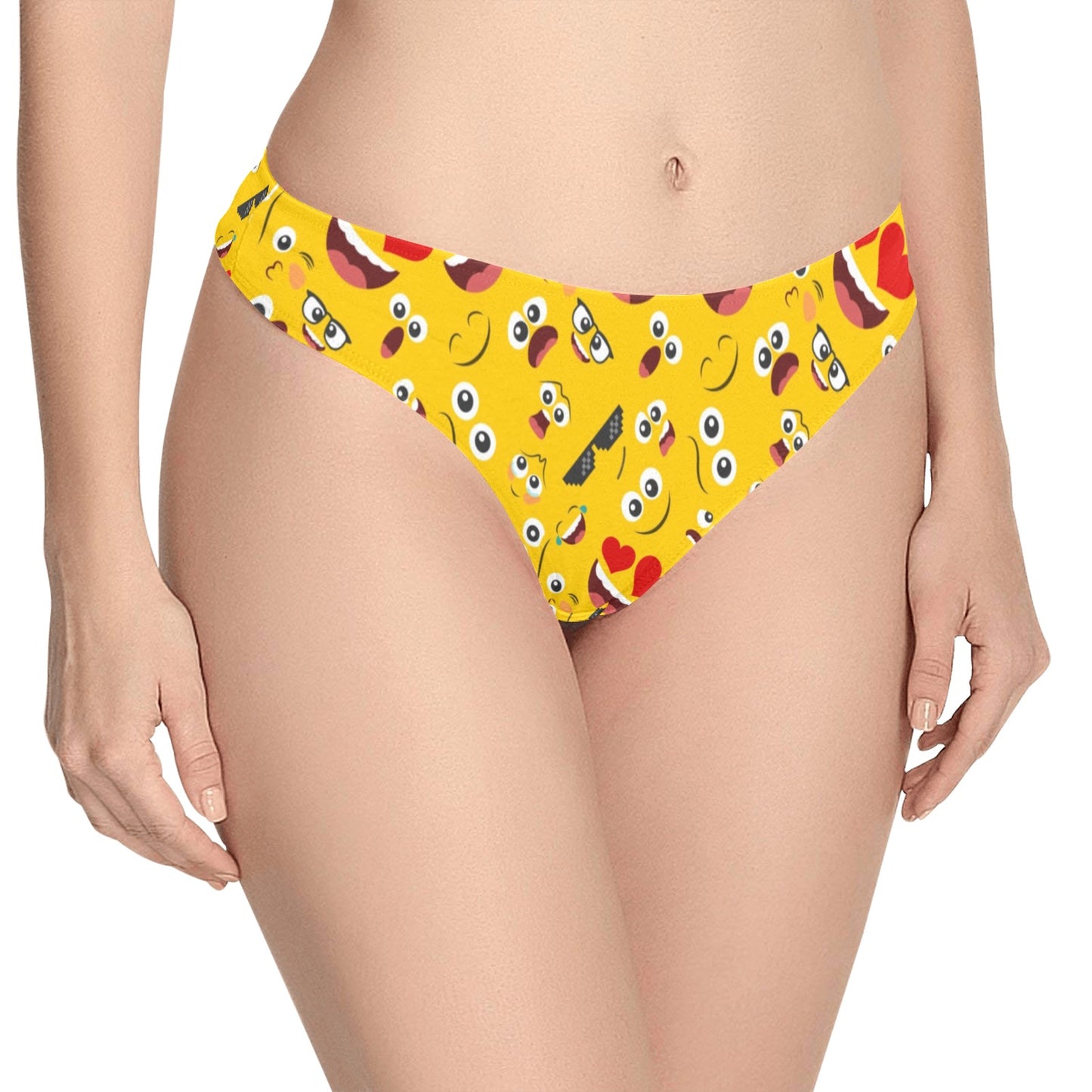 Emoji Face Print Pattern Women's Thongs