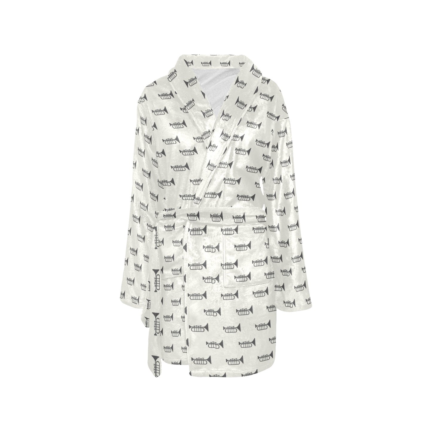 Trumpet Pattern Themed Print Women's Fleece Robe