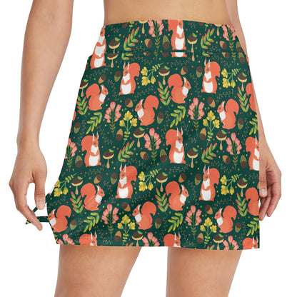Squirrel Print Design LKS302 17" Golf & Pickleball Skort with Pockets