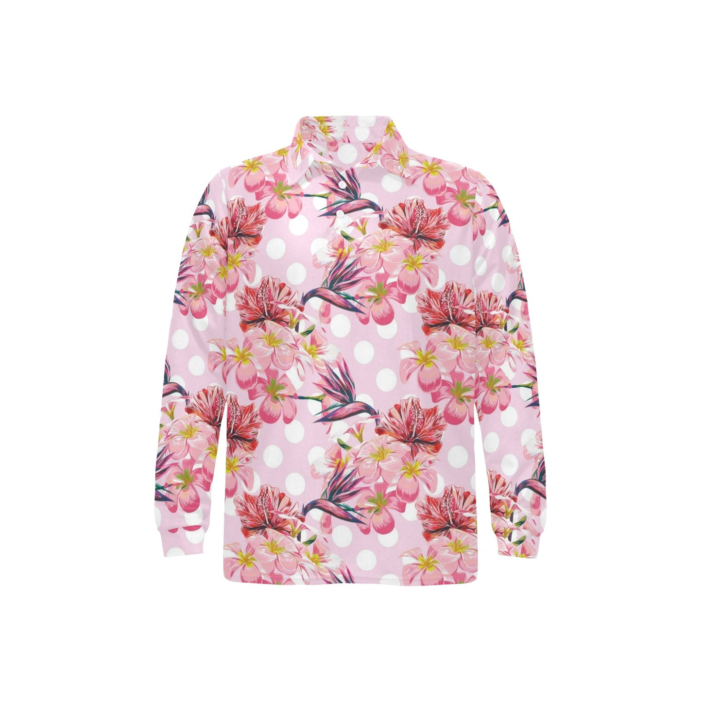 Bird Of Paradise Pattern Print Design BOP011 Long Sleeve Polo Shirt For Men's