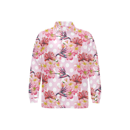 Bird Of Paradise Pattern Print Design BOP011 Long Sleeve Polo Shirt For Men's