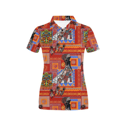 African Print Pattern Women's Polo Shirt