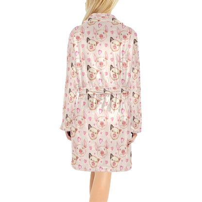 Pig Print Design LKS406 Women's Fleece Robe
