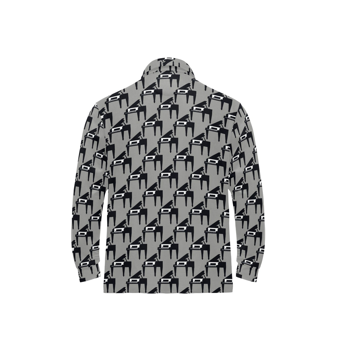 Piano Print Design LKS404 Long Sleeve Polo Shirt For Men's
