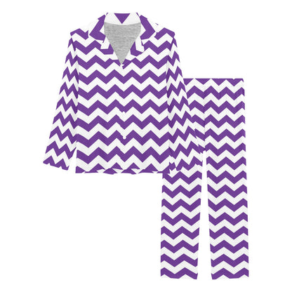 Chevron Purple Pattern Print Design 03 Women's Long Pajama Set
