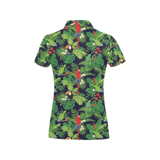 Rainforest Parrot Pattern Print Design A03 Women's Polo Shirt