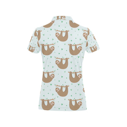 Sloth Print Design LKS308 Women's Polo Shirt