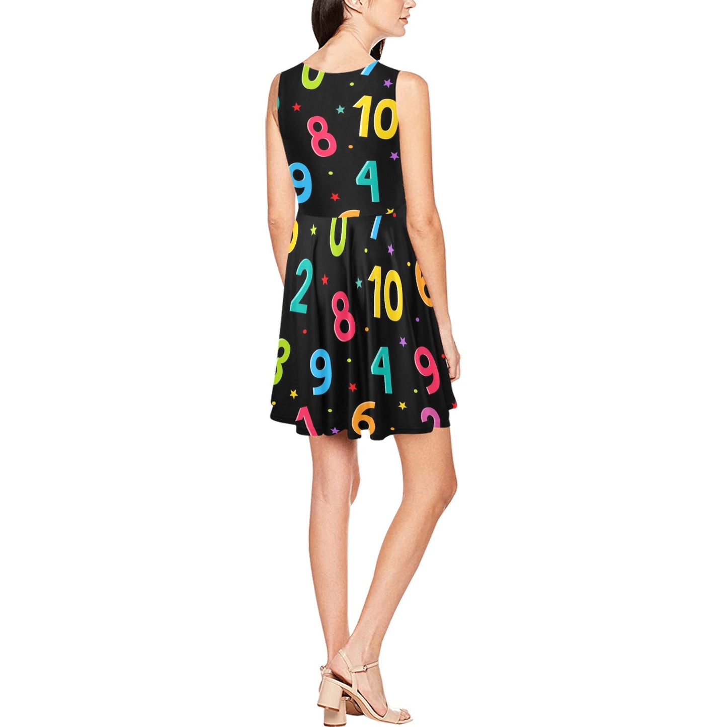 Number Pattern Print Design A04 Sleeveless Dress