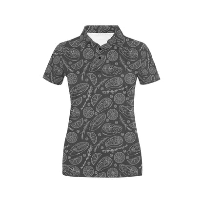 Steak Print Design LKS301 Women's Polo Shirt