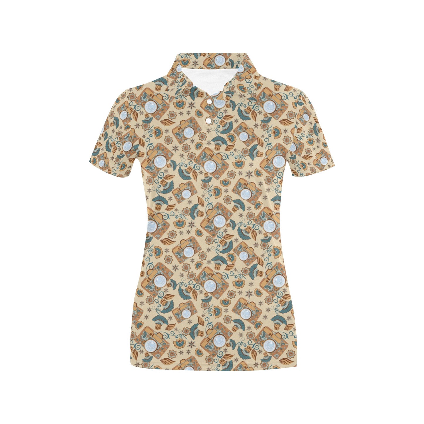 Camera Pattern Print Design 05 Women's Polo Shirt