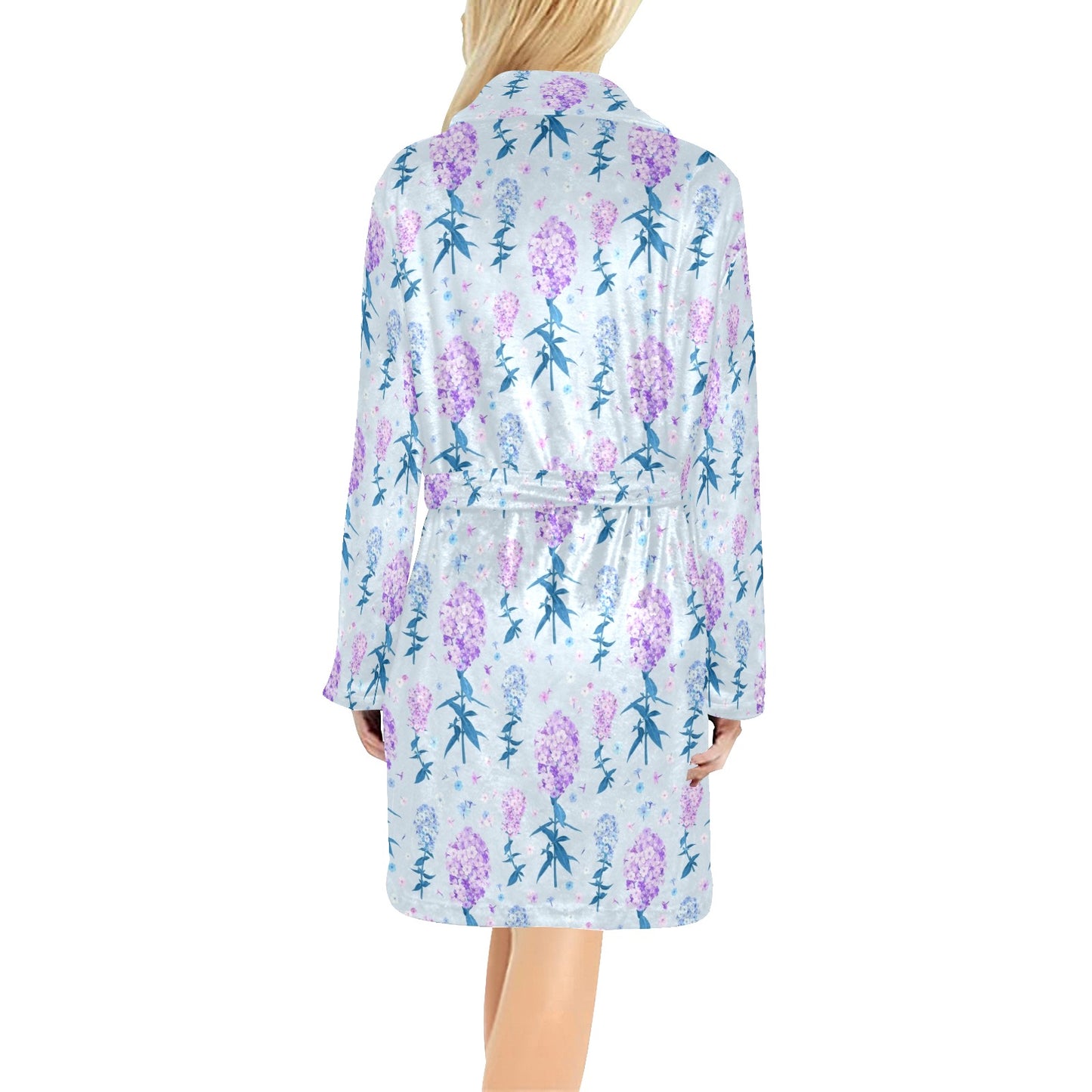 Lilac Pattern Print Design LI05 Women's Fleece Robe