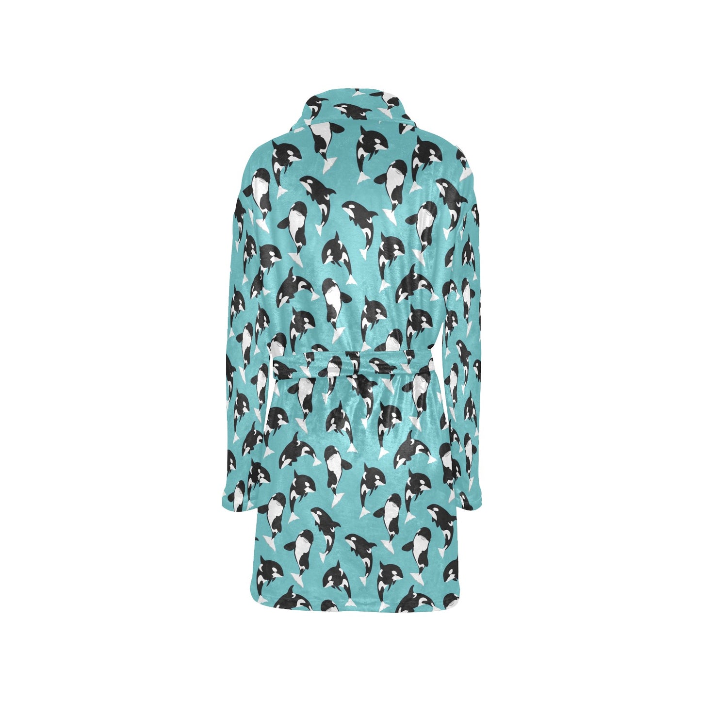 Whale Action Design Themed Print Women's Fleece Robe