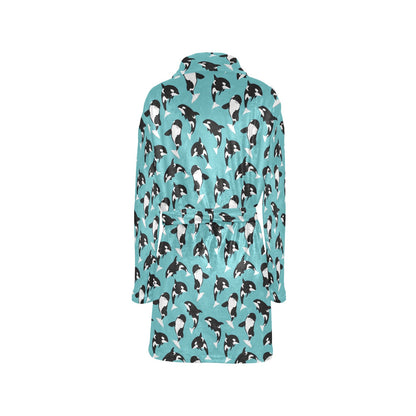 Whale Action Design Themed Print Women's Fleece Robe