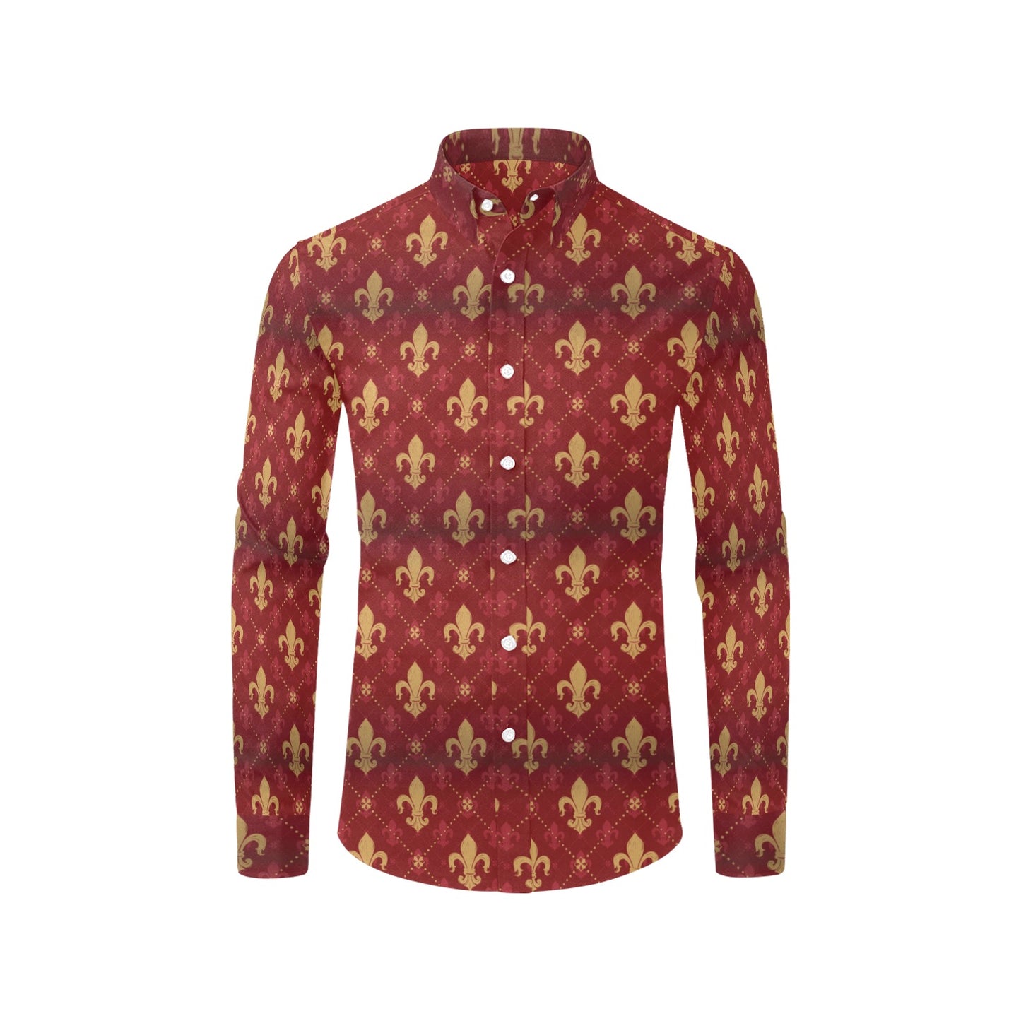 Fleur De Lis Print Design LKS401 Men's Long Sleeve Dress Shirt