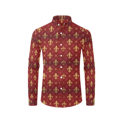 Fleur De Lis Print Design LKS401 Men's Long Sleeve Dress Shirt