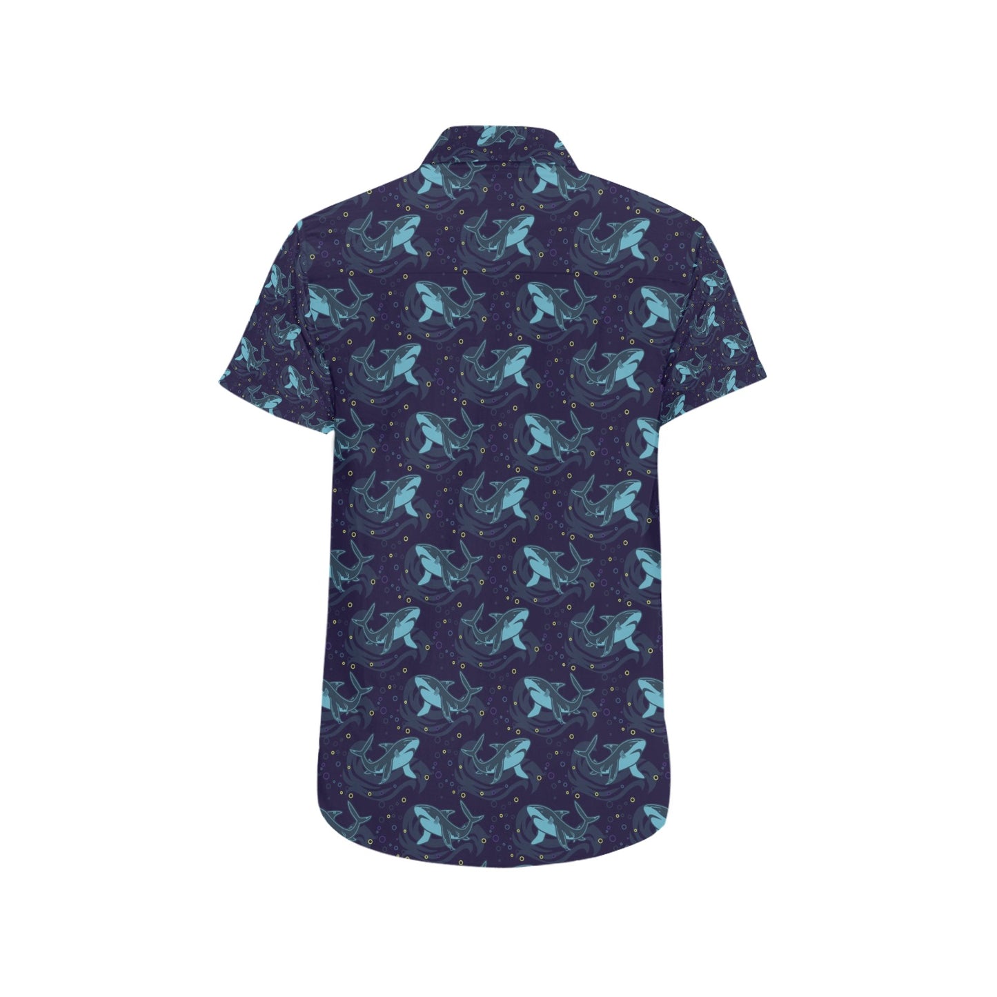Shark Print Design LKS306 Men Short Sleeve Button Up Shirt