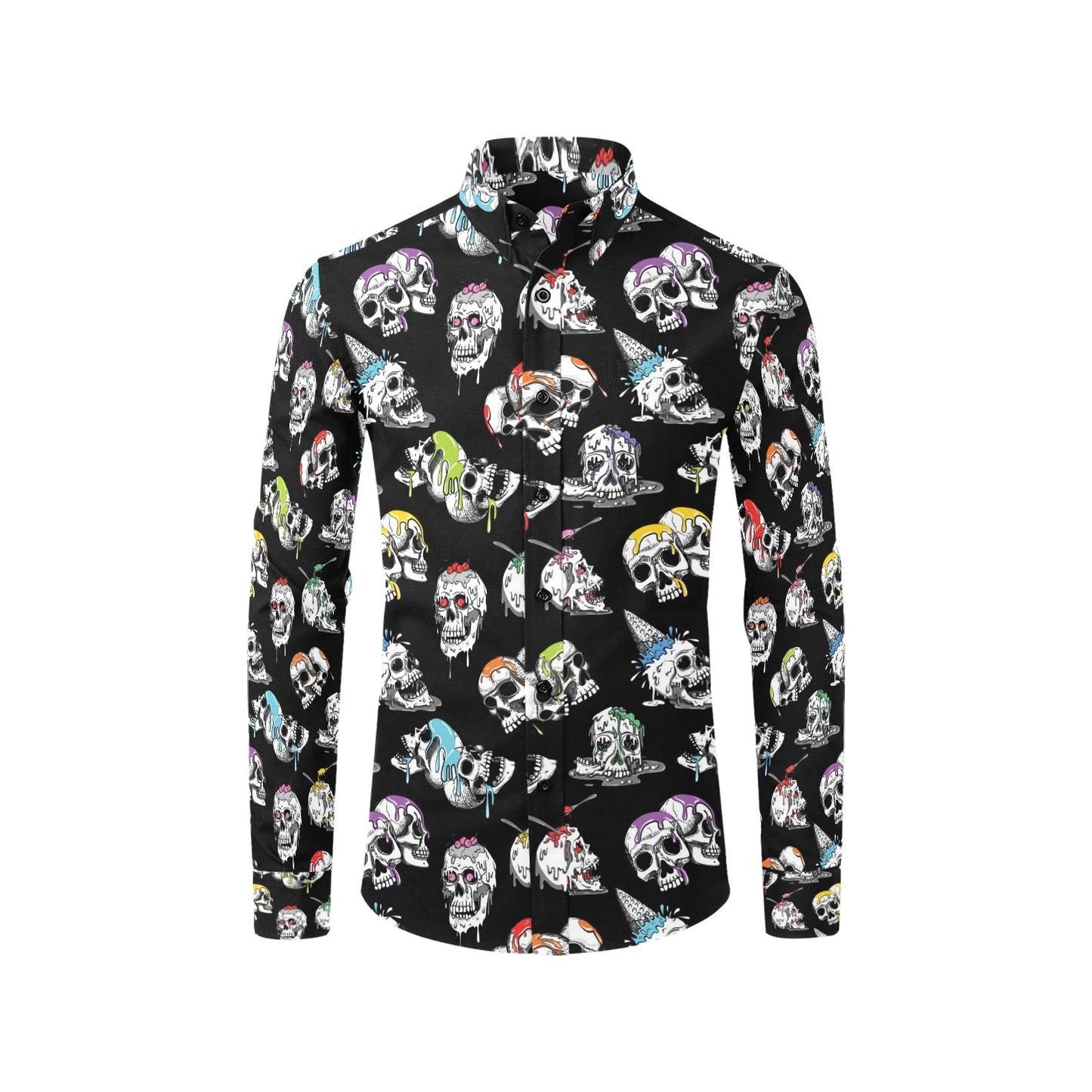 Skull Print Design LKS3013 Men's Long Sleeve Dress Shirt
