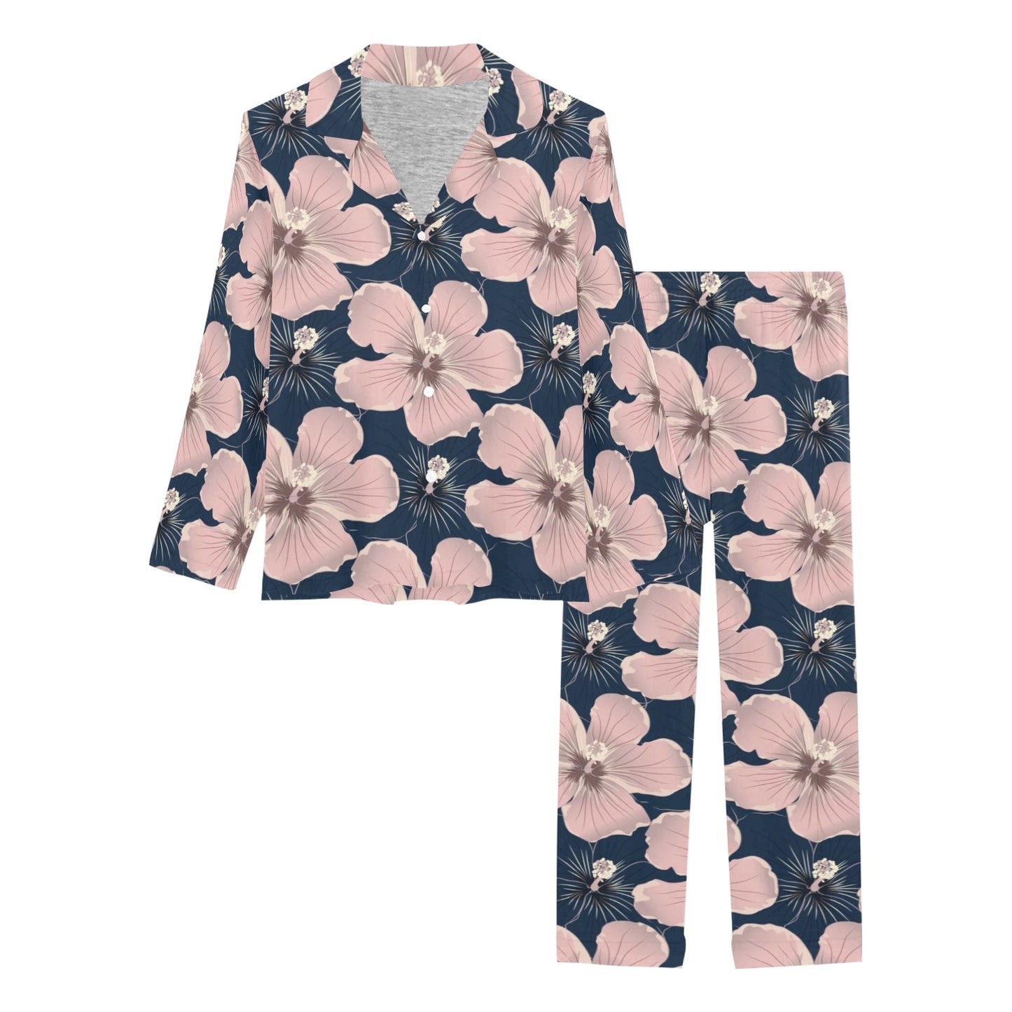 Plumeria Pattern Print Design PM018 Women's Long Pajama Set