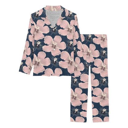 Plumeria Pattern Print Design PM018 Women's Long Pajama Set