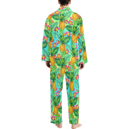 Pineapple Pattern Print Design PP010 Men's Long Pajama Set