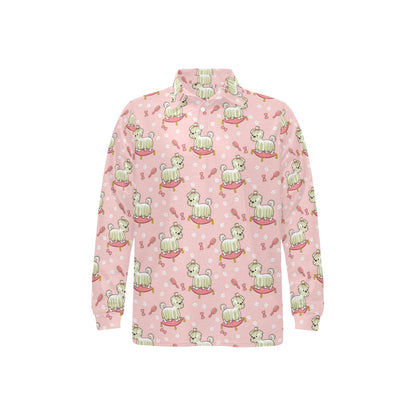 Bichons Frise Pattern Print Design 01 Long Sleeve Polo Shirt For Men's