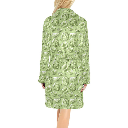 Brussels Sprouts Pattern Print Design 01 Women's Fleece Robe