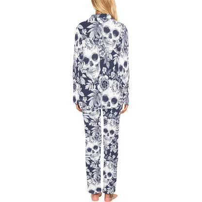 Skull Floral Beautiful Women's Long Pajama Set