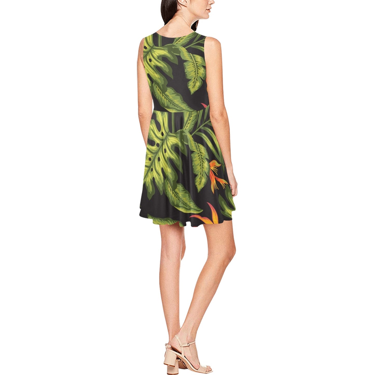 Bird Of Paradise Pattern Print Design BOP013 Sleeveless Dress