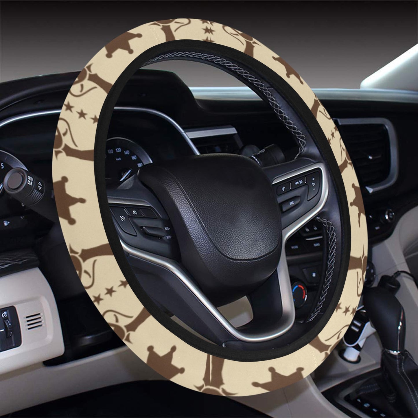 Western Cowboy Print Design LKS302 Steering Wheel Cover with Elastic Edge