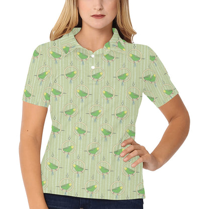 Budgerigar Pattern Print Design 02 Women's Polo Shirt