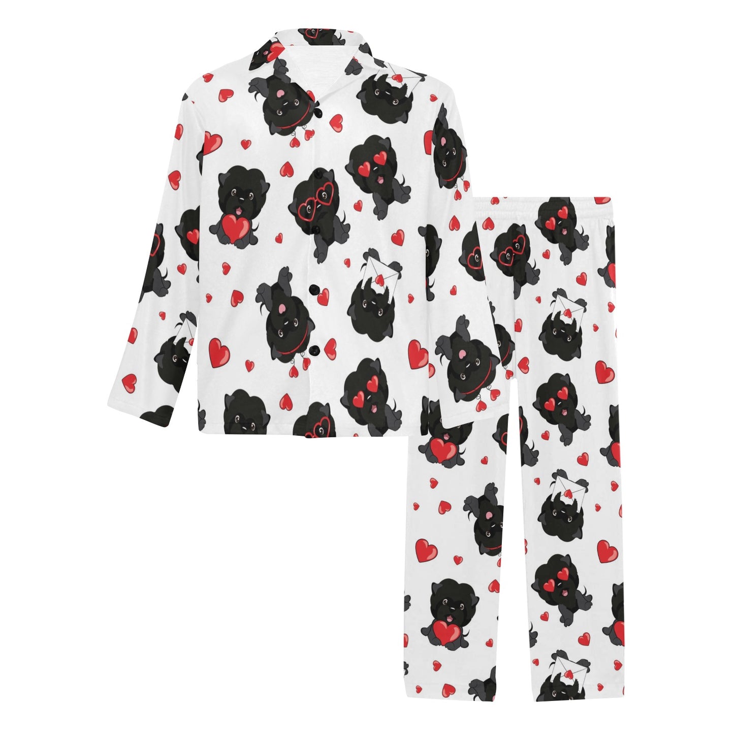 Affenpinscher Pattern Print Design 01 Men's Long Pajama Set