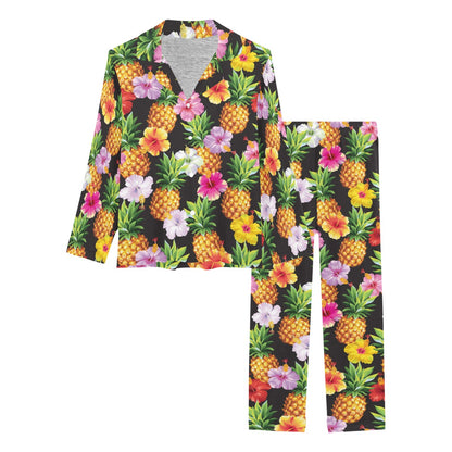 Pineapple Hibiscus Women's Long Pajama Set