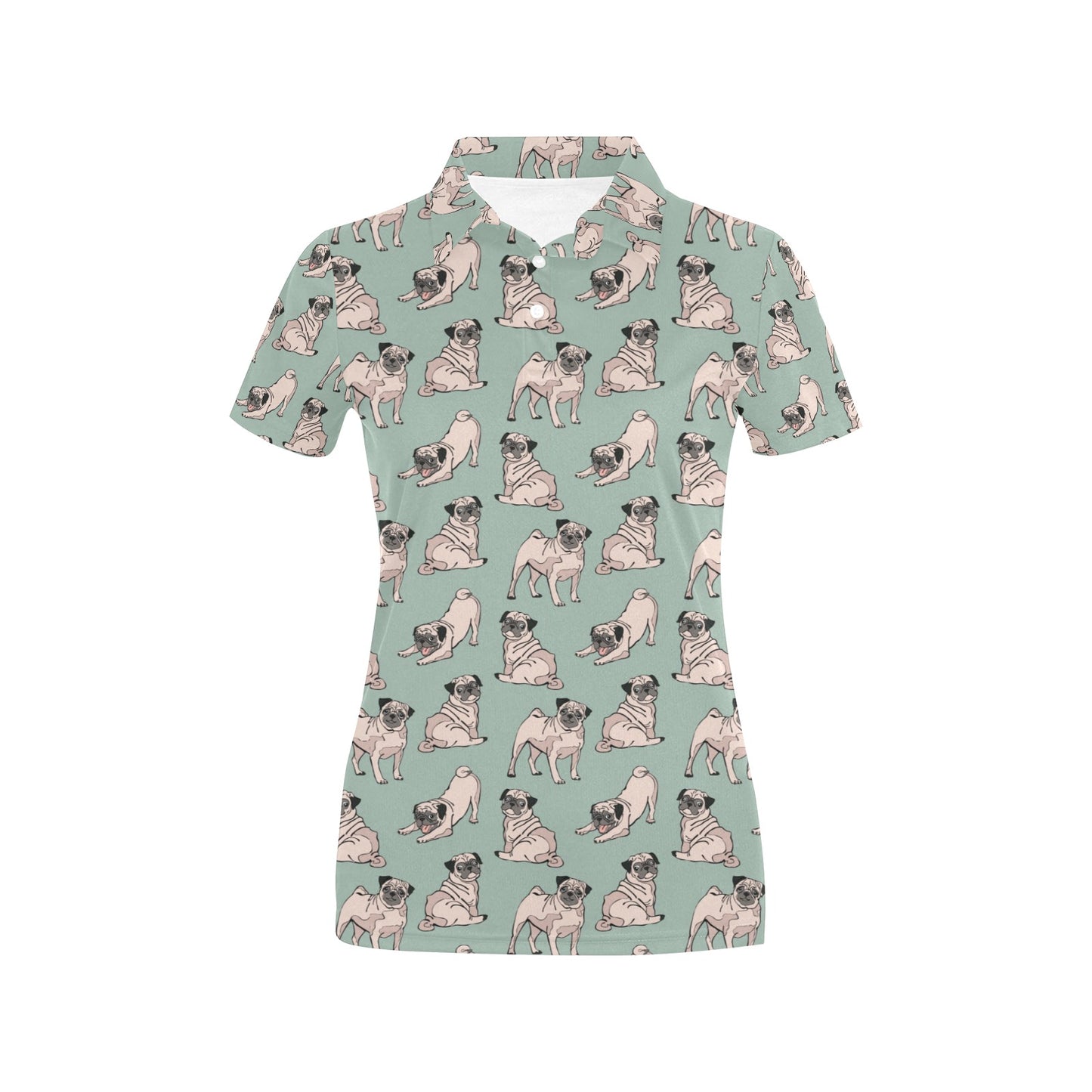 Pug Pattern Print Design A01 Women's Polo Shirt