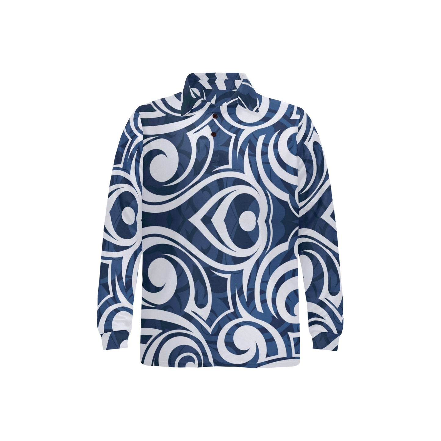 Maori Pattern Print Design 01 Long Sleeve Polo Shirt For Men's