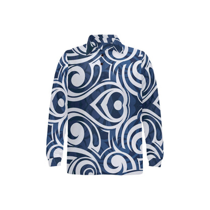 Maori Pattern Print Design 01 Long Sleeve Polo Shirt For Men's